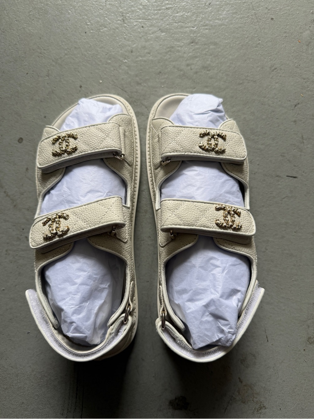 White Leather Double-Strap Sandals